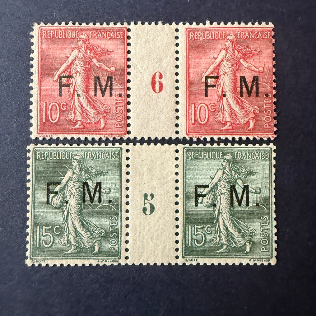 法國  - Yvert 129 和 130 “Semeuses lignées” 年份新邮票，成色九新 **（中心 *） - TB #1.0