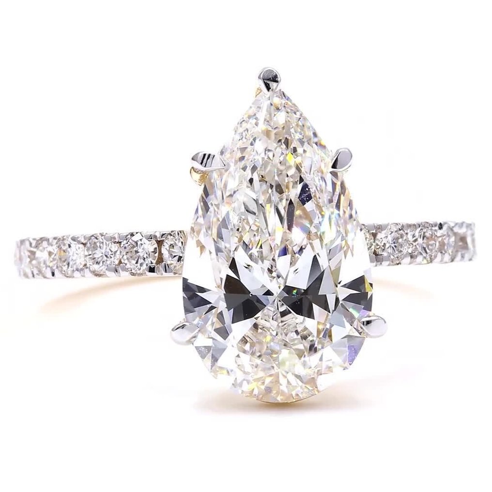 χωρίς τιμή ασφαλείας - Δαχτυλίδι - 18 καράτια Κίτρινο χρυσό - 3.37ct. tw. Διαμάντι (Εργαστηριακής καλλιέργειας) - Διαμάντι - E,VVS2 #3.2