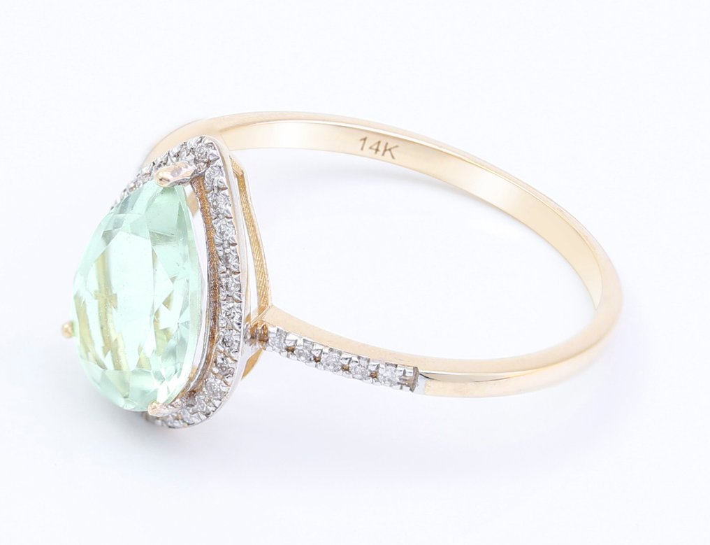 没有保留价 - 戒指 - 14K包金 黄金 石英 - 钻石 - US-7 #3.2