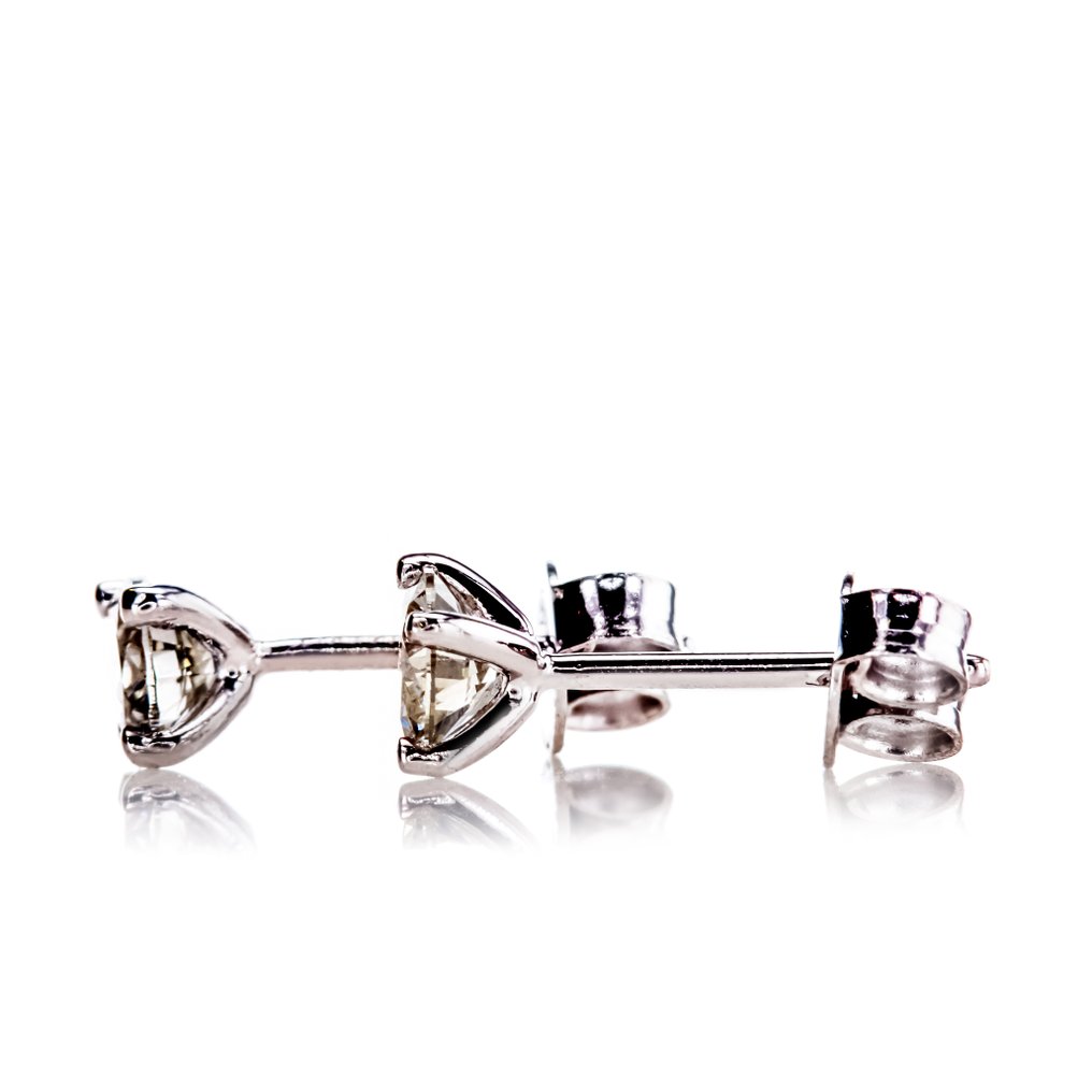 χωρίς τιμή ασφαλείας - Σκουλαρίκια - 14 καράτια Λευκός χρυσός -  0.62ct. tw. Διαμάντι (Φυσικό) #1.0