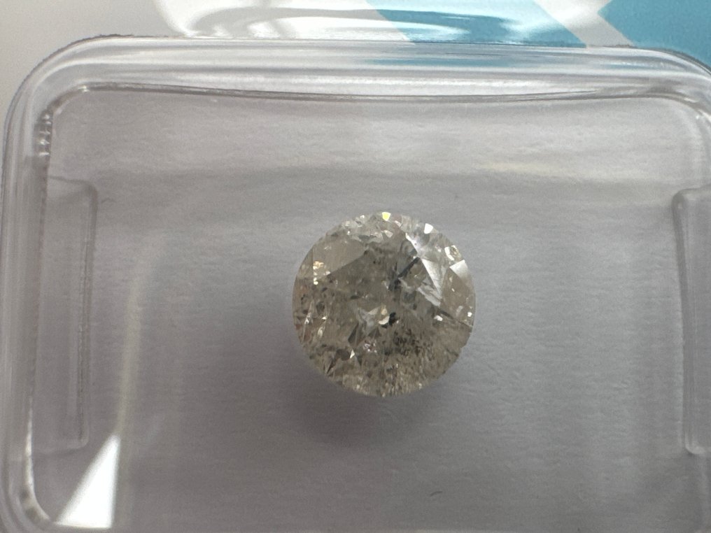 没有保留价 - 1 pcs 钻石 (天然) - 1.02 ct - 圆形 - L - I2 内含二级 - 国际宝石研究院(IGI) - L #1.0