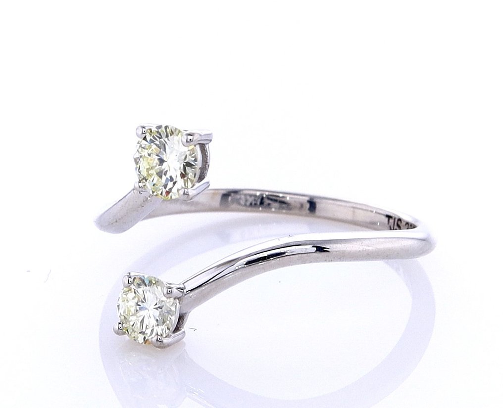 Fără preț de rezervă - Inel - 14 ct. Aur alb - 0.49ct. tw. Diamant (Colorat natural) #3.2