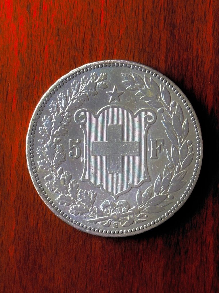 Ελβετία. 5 Francs 1892 / Head of Helvetia  (χωρίς τιμή ασφαλείας) #2.1