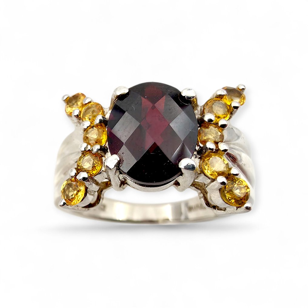 Utan reservationspris - Ring Silver - Garnet, Citrine (certifierad) #4.3