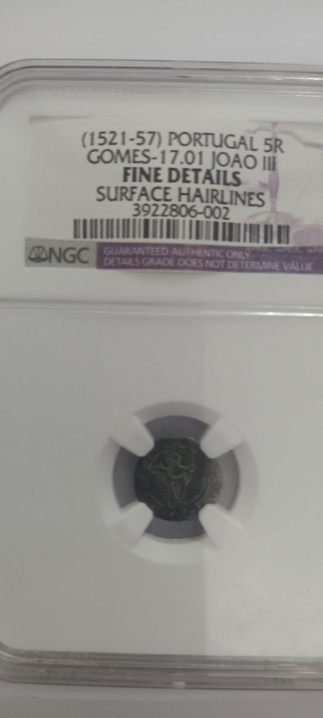 Portugal. D. João III (1521-1557). Cinquinho (5 Reais) Fine Details. Surface Hairlines #2.1