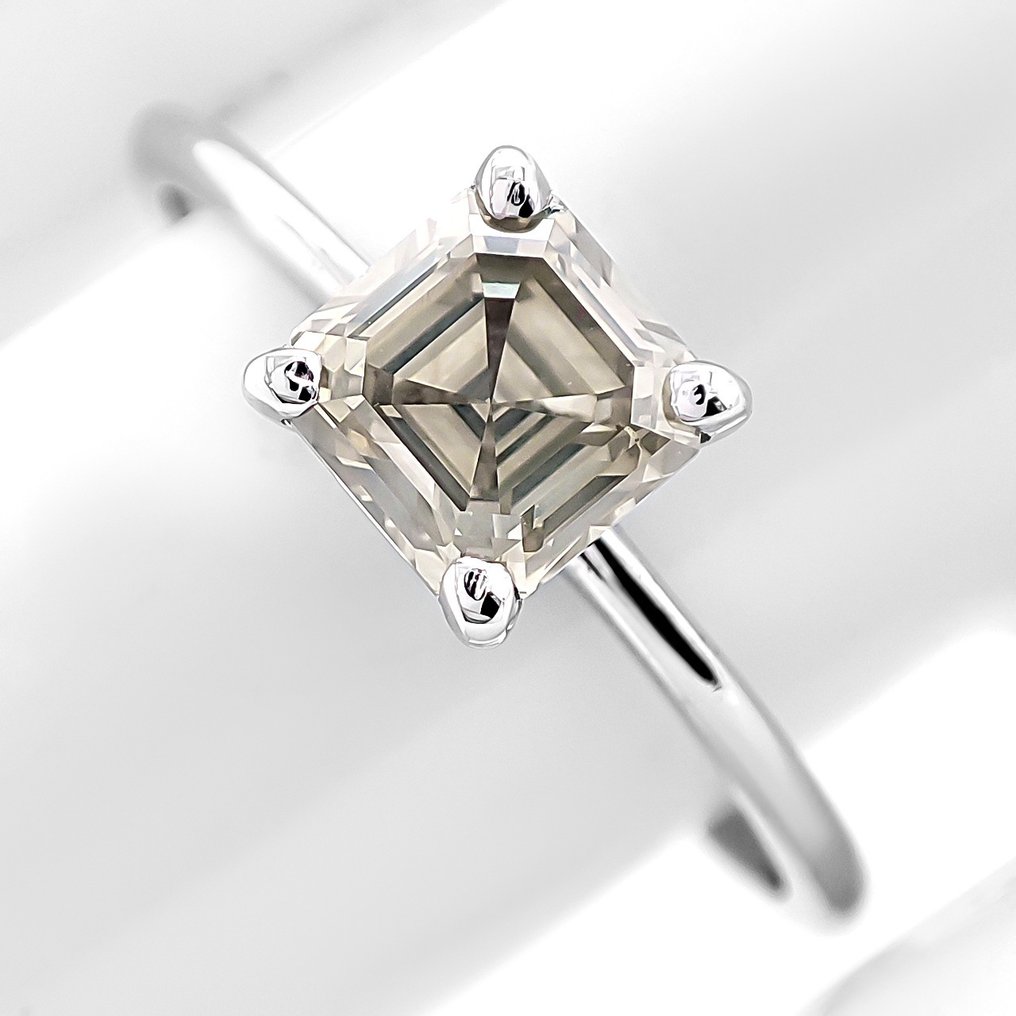 没有保留价 - 戒指 - 14K包金 白金 -  1.02ct. tw. 钻石 (天然色彩的) - IGI 证书 #2.1