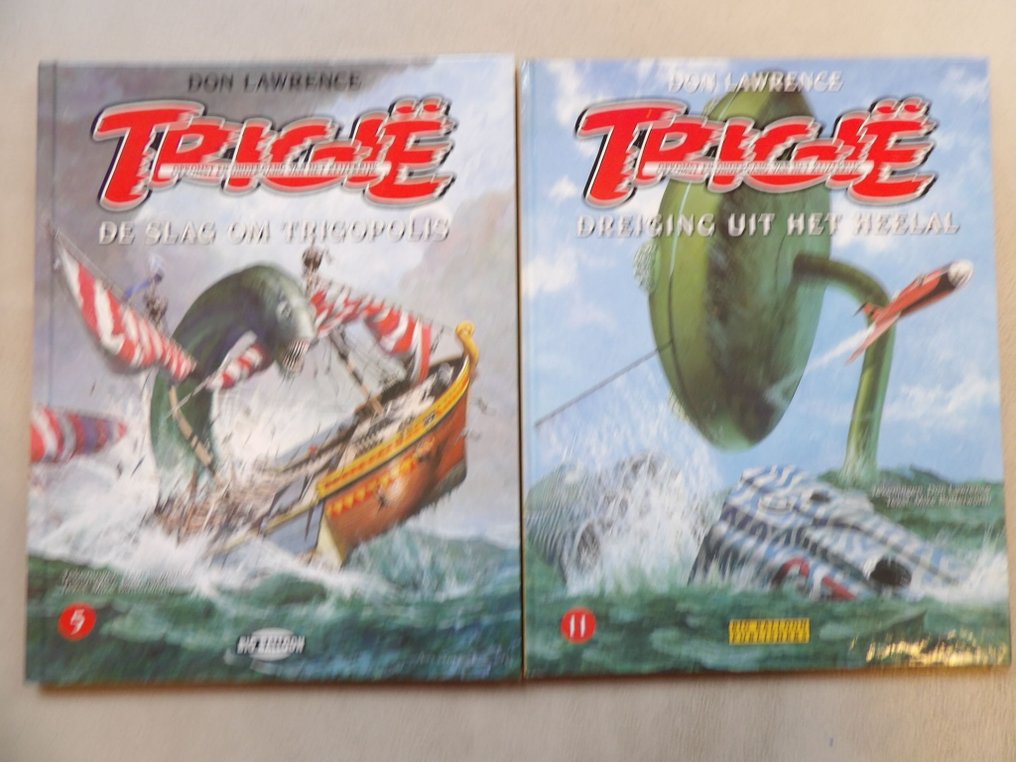 Trigië 5 + 11 + 2 Barabas prenten 2x hc gesigneerd door Don Lawrence - met 2 fraaie Barabas prenten - 4 Album - 1996/2023 #1.0