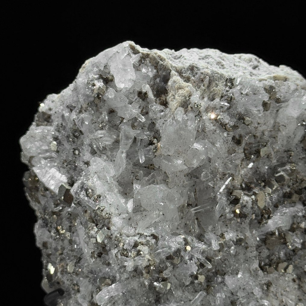 无底价 - 精美的黄铁矿与立方方解石一对 水晶簇放在定制支架上- 3800 g - (2) #3.2