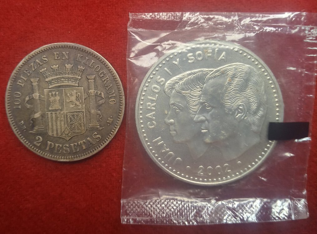 Ισπανία. 2 Pesetas 1870, estrellas 18-73 & 12 euros 2002  (χωρίς τιμή ασφαλείας) #1.0