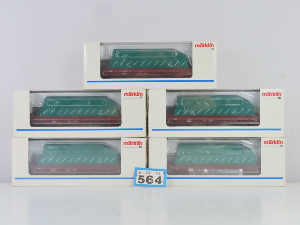 Märklin H0轨 - 46942 - 模型火车货运车厢 (5) - 5辆2节式货车车厢,载货在篷布下,印有'SBB CFF'标志。 - SBB-CFF #4.3