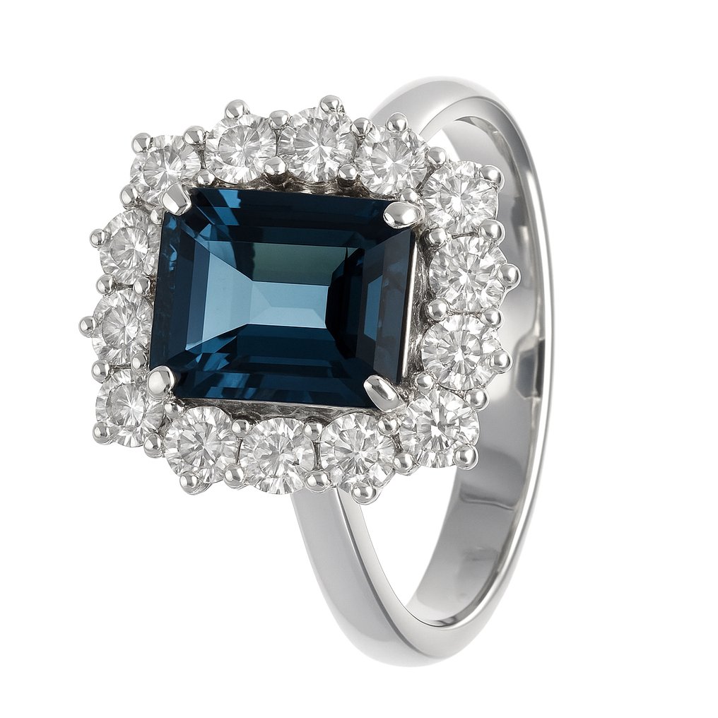 戒指 - 18K包金 白金 -  2.31ct. tw. 黄宝石 - 钻石 #3.2