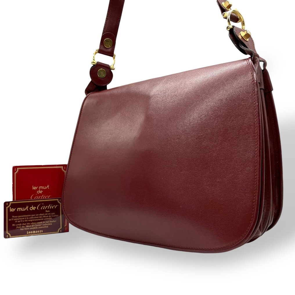 Cartier - Must de Cartier Leather Shoulder Bag Flap Style Gold Hardware - Τσάντα ώμου #1.0