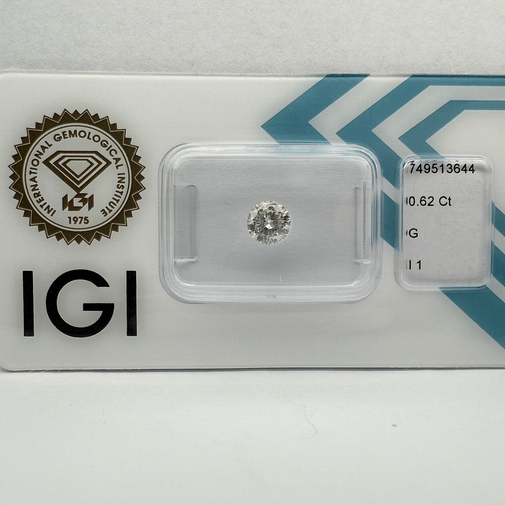 没有保留价 - 1 pcs 钻石  (天然)  - 0.62 ct - 圆形 - G - I1 内含一级 - 国际宝石研究院（IGI） #1.0