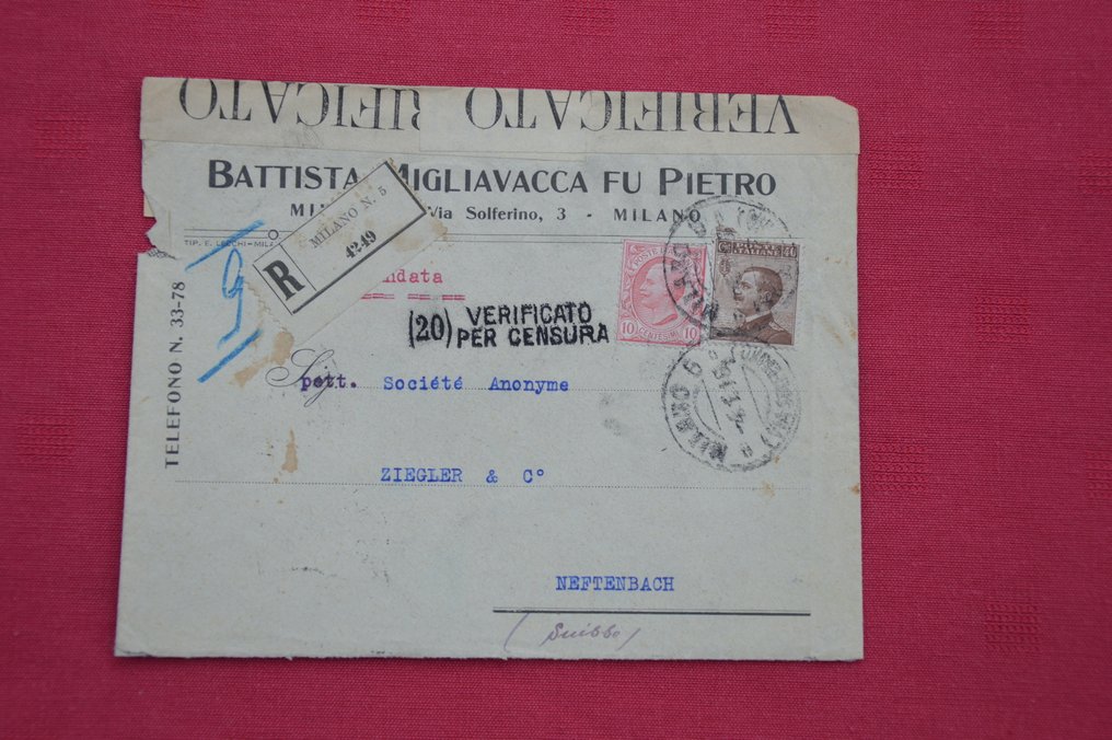 歐洲 1864/1955 - 欧洲67封古老信件收藏；快递 - 推荐信 -- 被审查；1864 /1955 #1.0