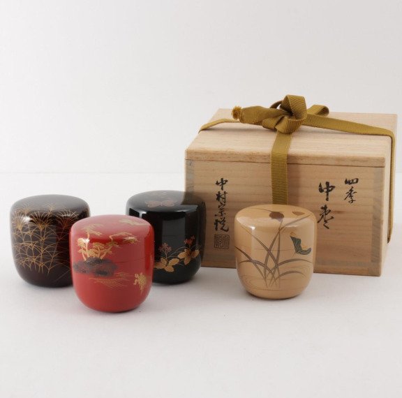 Nakamura Sōetsu - Nakamura Sōetsu - Κουτί τσαγιού (4) - Νατσουμέ - Βερνικωμένο, Ξύλο - ντατσούμε τσαγιέρες #1.0