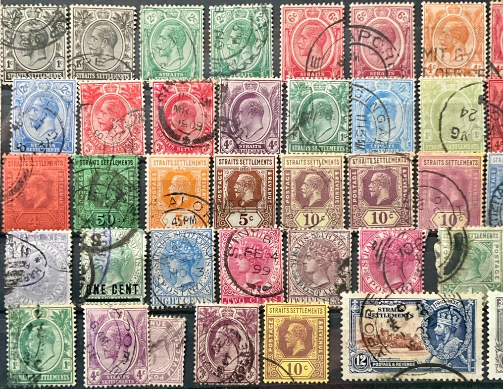 大英國協 1874/1936 - 六张非常丰富的邮票卡片,邮票来自巴巴多斯、百慕大、锡兰、黄金海岸…… - Michel #2.1