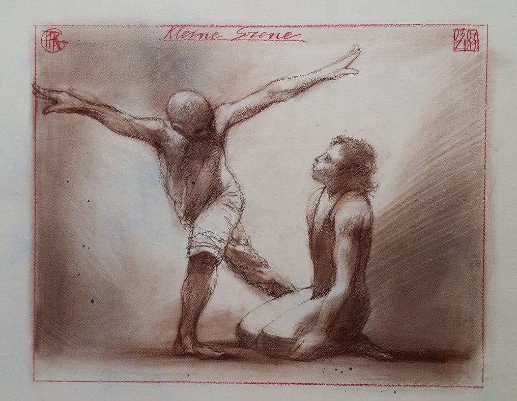 Per Gernhardt (1941) - Kleine Szene - unique hand-signed drawing. #1.0