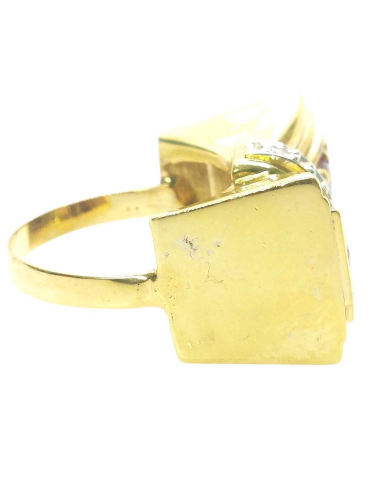 Ingen mindstepris - Ring - 9 kt. Sølv, Gulguld Rubin - Diamant #4.3