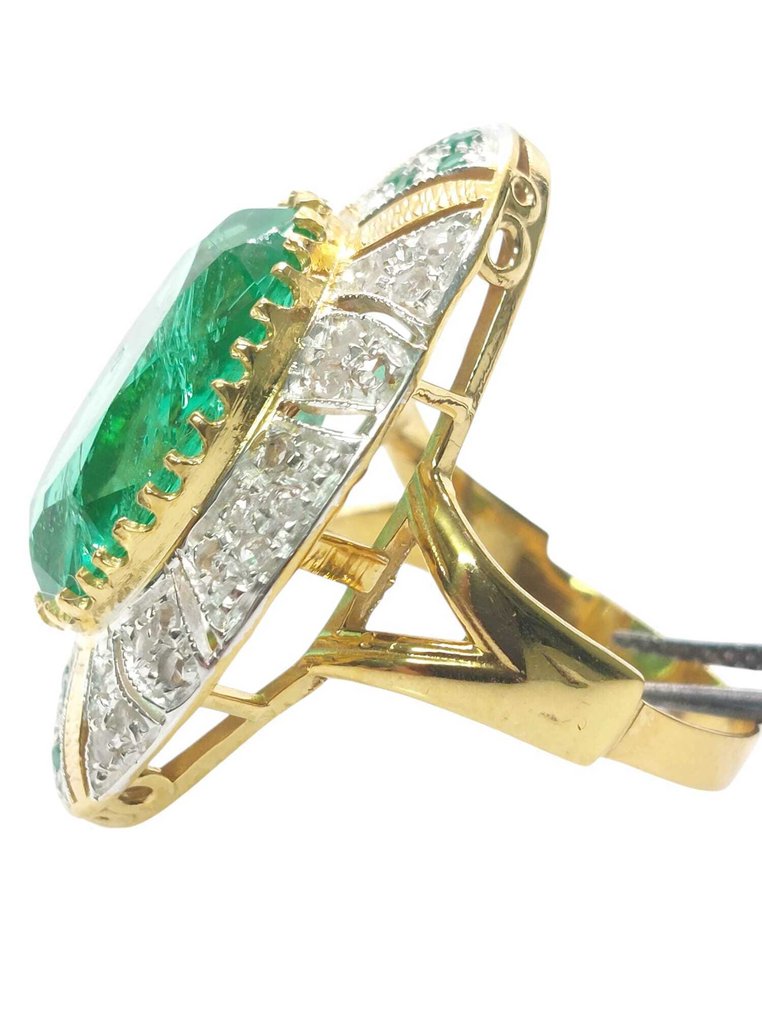χωρίς τιμή ασφαλείας - Δαχτυλίδι - 9 kt. Ασημί, Κίτρινο χρυσό Σμαράγδι - Διάφοροι πολύτιμοι λίθοι #2.1