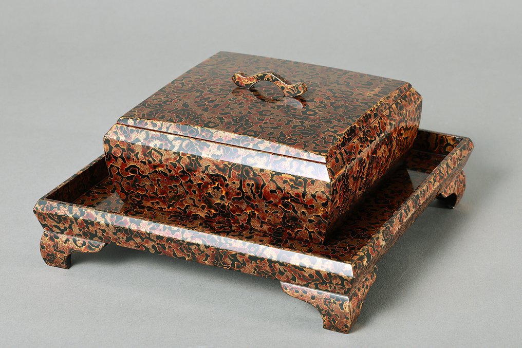 盒子 - 津轻漆器带盖糖果盒与托盘 - 无保留价 #1.0