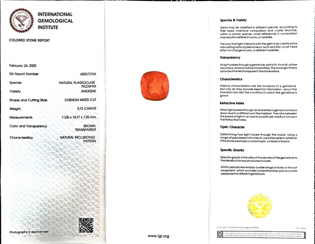 没有保留价 混合宝石  - 5.15 ct - 国际宝石研究院（IGI） - Andesine #2.1