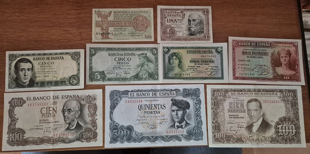 España. - 9 banknotes - Various Dates  (Sin precio de reserva) #1.0