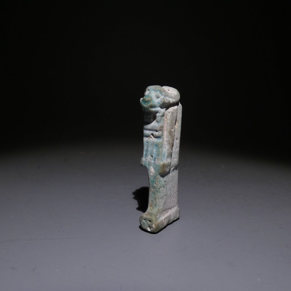 古埃及 Faience 护身符神Khnum，长4厘米，晚期，公元前664年至公元前332年。  (没有保留价) #1.0