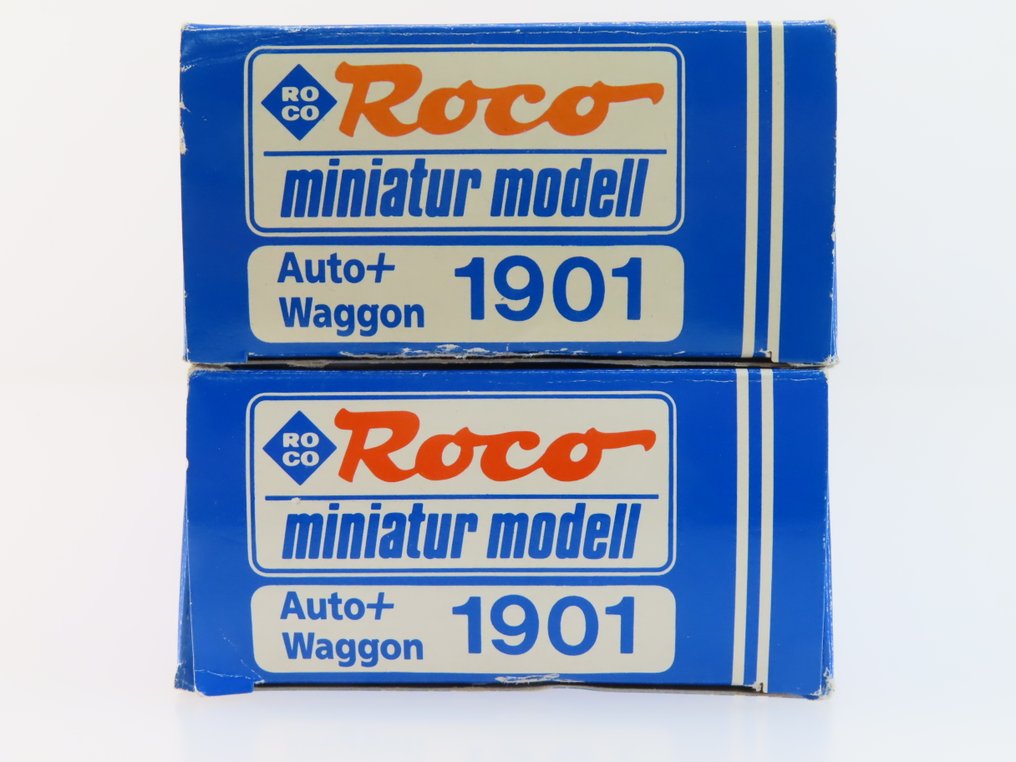 Roco H0 - 1901 - Τρένο μοντελισμού μεταφοράς εμπορευμάτων (2) - 2x σετ των 4 τεμαχίων φορτηγών τρέιλερ μεταφοράς με τρέιλερ 'Dunlop' και 'Danone'. - DB #2.1