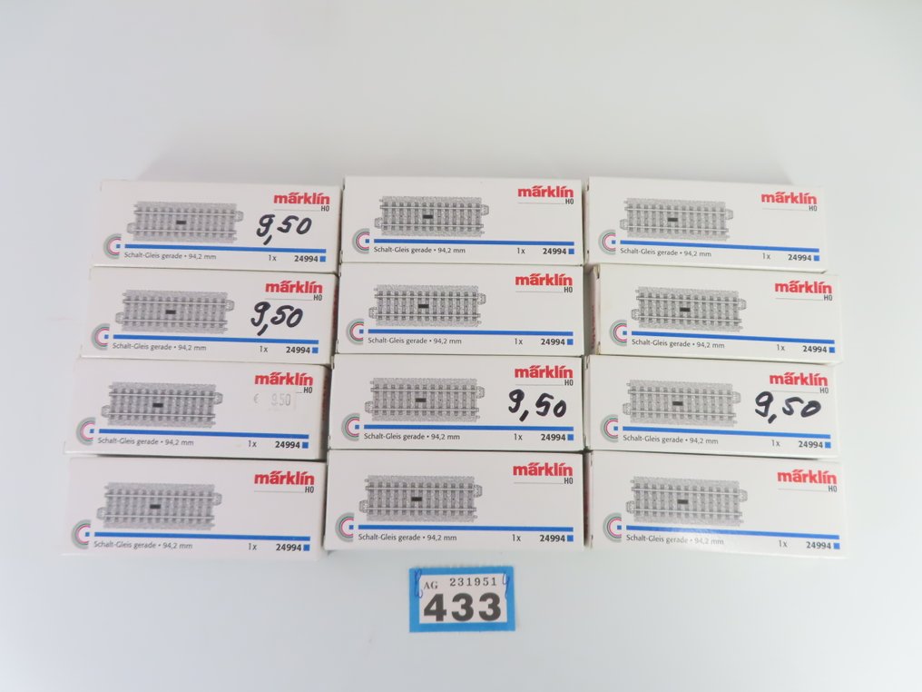 Märklin H0 - 24994 - Tory kolejowe (modelarstwo) (12) - 12-częściowy zestaw szynowy z prostymi elementami łączącymi, C-rail. #3.2