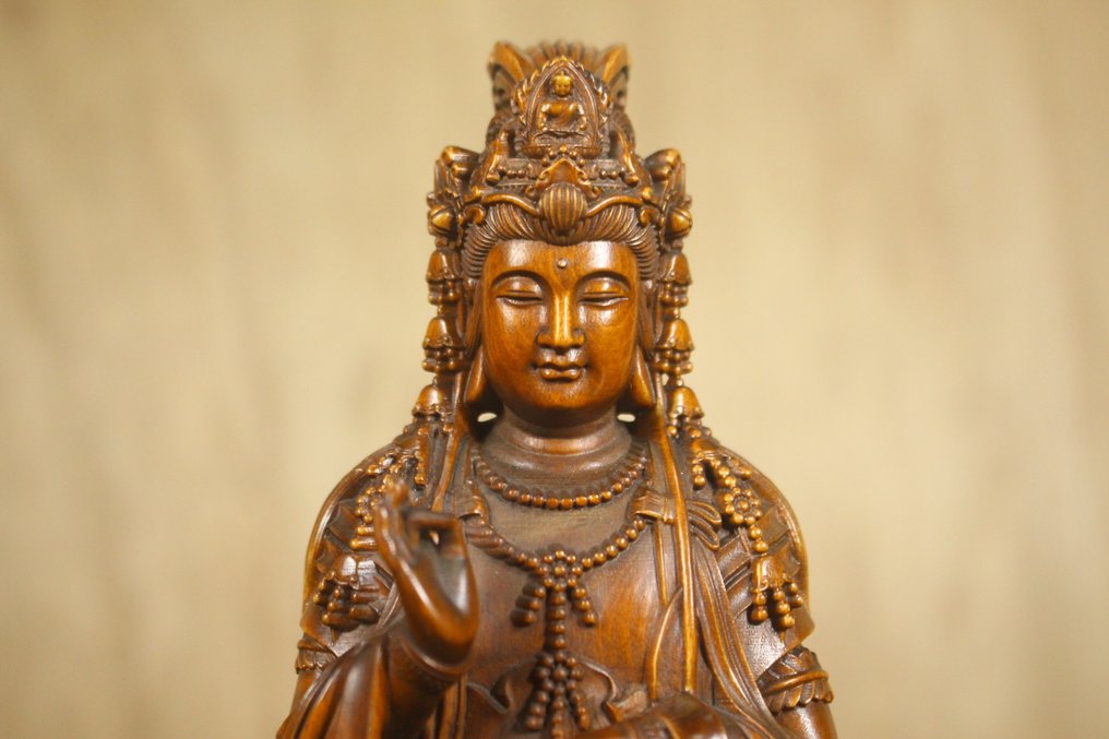 A 23cm tall boxwood Guanyin statue. - Ξύλο - Κίνα  (χωρίς τιμή ασφαλείας) #3.2