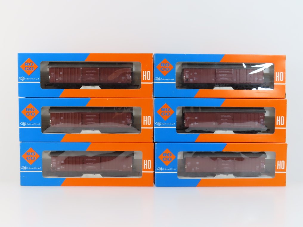 Roco H0轨 - 4358 - 模型火车货运车厢 (6) - 6x 4轴驱动液压升降平台车辆 - DB #3.2