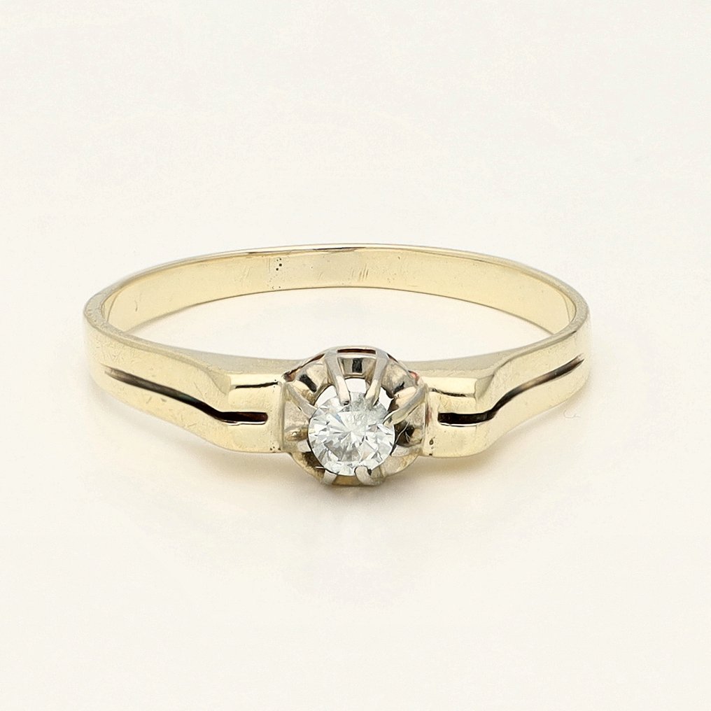 Δαχτυλίδι - 14 καράτια Κίτρινο χρυσό -  0.10ct. tw. Διαμάντι (Φυσικό)  #1.0