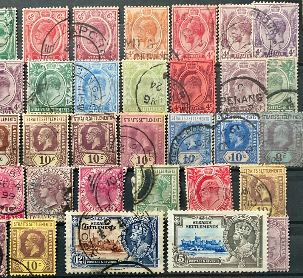 大英國協 1874/1936 - 六张非常丰富的邮票卡片,邮票来自巴巴多斯、百慕大、锡兰、黄金海岸…… - Michel #3.2