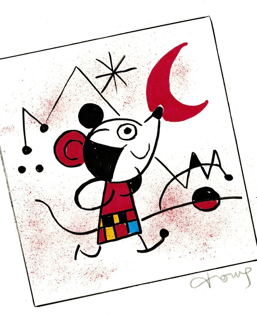 Tony Fernandez Αρχικό έργο τέχνης με ακρυλικά - Mickey Mouse Inspired by Joan Miró (1955) – Hand Signed #1.0