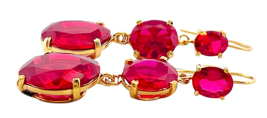 Senza prezzo di riserva - Orecchini - 9 kt Oro giallo, Argento Rubino #4.3