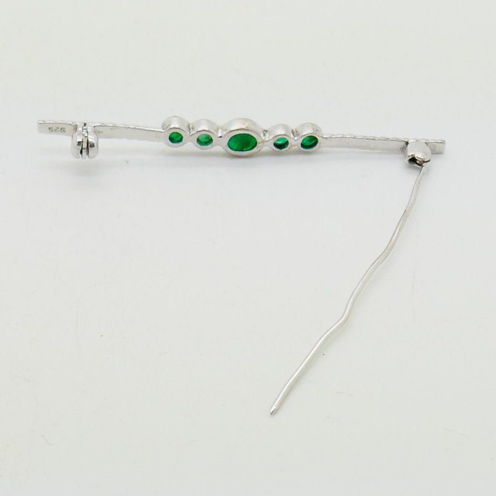 Ingen mindstepris - Broche Sølv -  0.65ct. tw. Smaragd #4.3