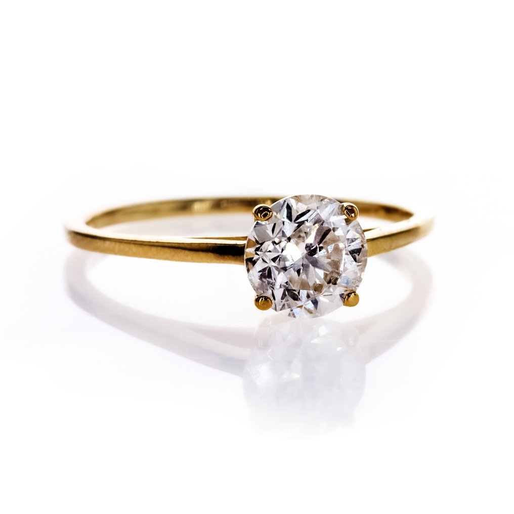 χωρίς τιμή ασφαλείας - Δαχτυλίδι αρραβώνων - 14 καράτια Κίτρινο χρυσό -  1.04ct. tw. Διαμάντι (Φυσικό) #1.0