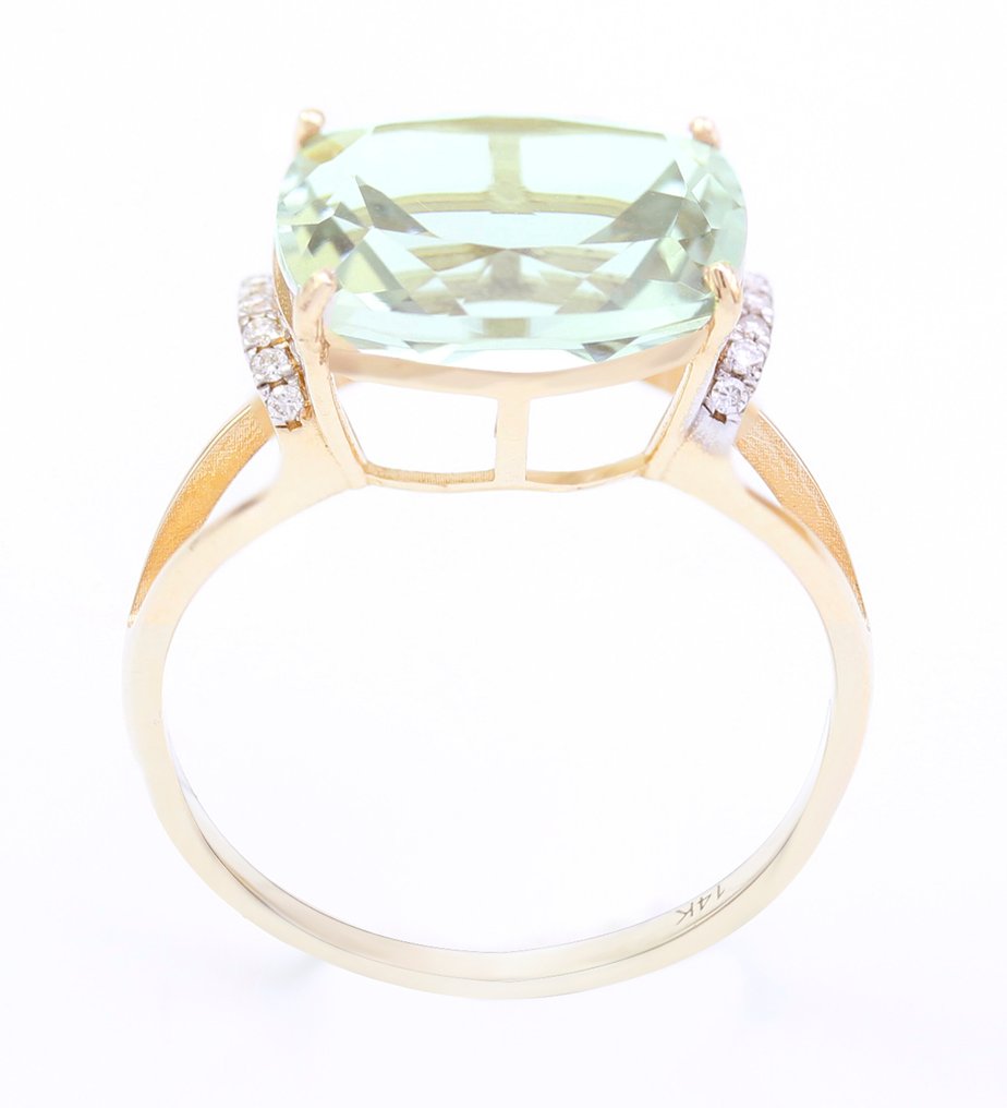 没有保留价 - 戒指 - 14K包金 黄金 石英 - 钻石 - US-7 #3.2