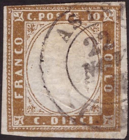 Αρχαία ιταλικά κράτη - Σαρδηνία 1861 - 10 c. που χρησιμοποιείται στην Άσισι 5 βαθμοί (Άσισι) - Sassone  14Ck #1.0