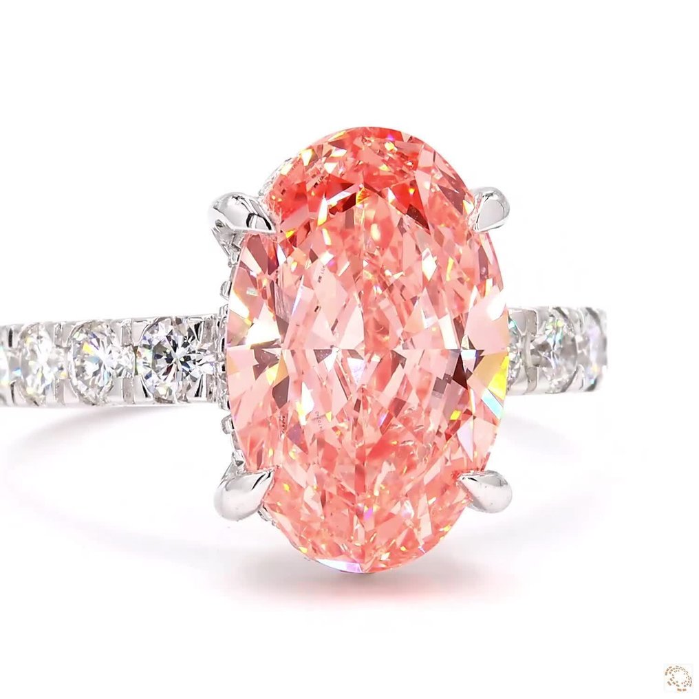 χωρίς τιμή ασφαλείας - Δαχτυλίδι - 18 καράτια Λευκός χρυσός -  6.27ct. tw. Ροζ Διαμάντι (Διαμάντια εργαστηριακής καλλιέργειας με φανταχτερά χρώματα) - Διαμάντι - Πολυτεχνική Ζωντανή Ροζ #3.2