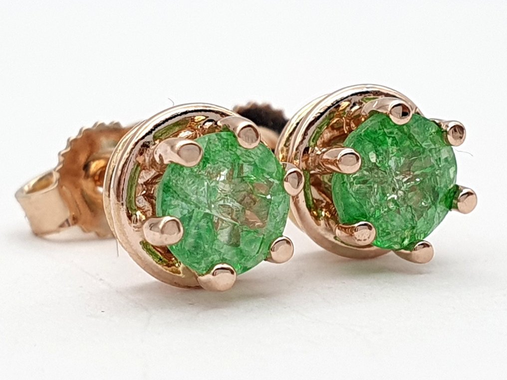 Σκουλαρίκια - 14 καράτια Ροζ χρυσό -  1.65ct. tw. Σμαράγδι #3.2