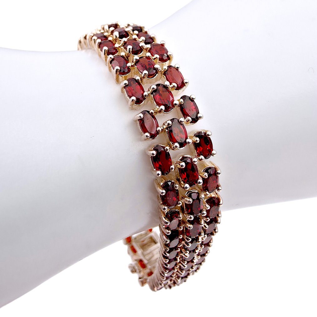 Senza prezzo di riserva - Bracciale Argento - Granato (Certificato) #1.0