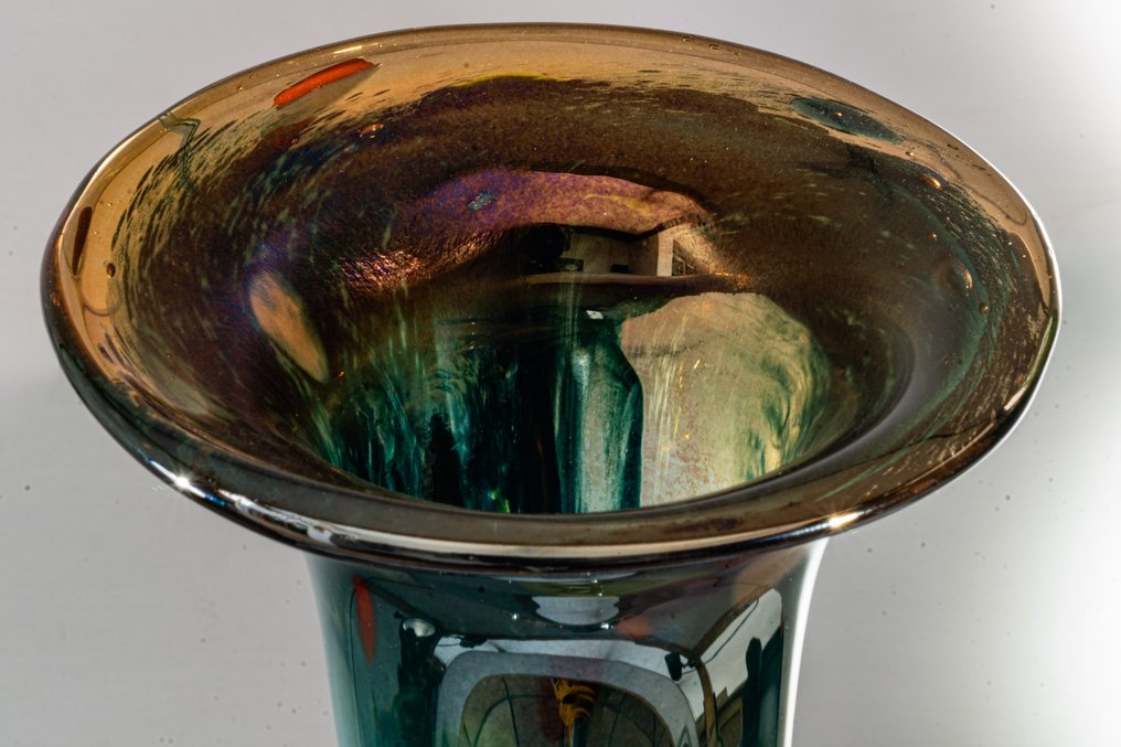 Peter Kaspar - Βάζο - Ανθρακωμένο αντικείμενο βάζου (1988) - Υπογεγραμμένο - Ύψος 23 εκ. - Γυαλί #2.1