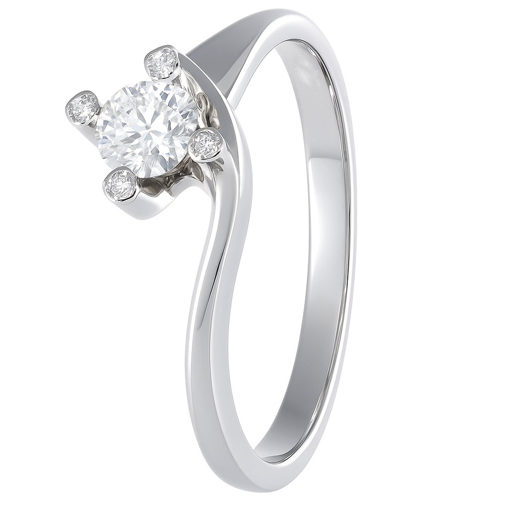 戒指 - 18 克拉 白金 -  0.31ct. tw. 鉆石 (天然)  #1.0