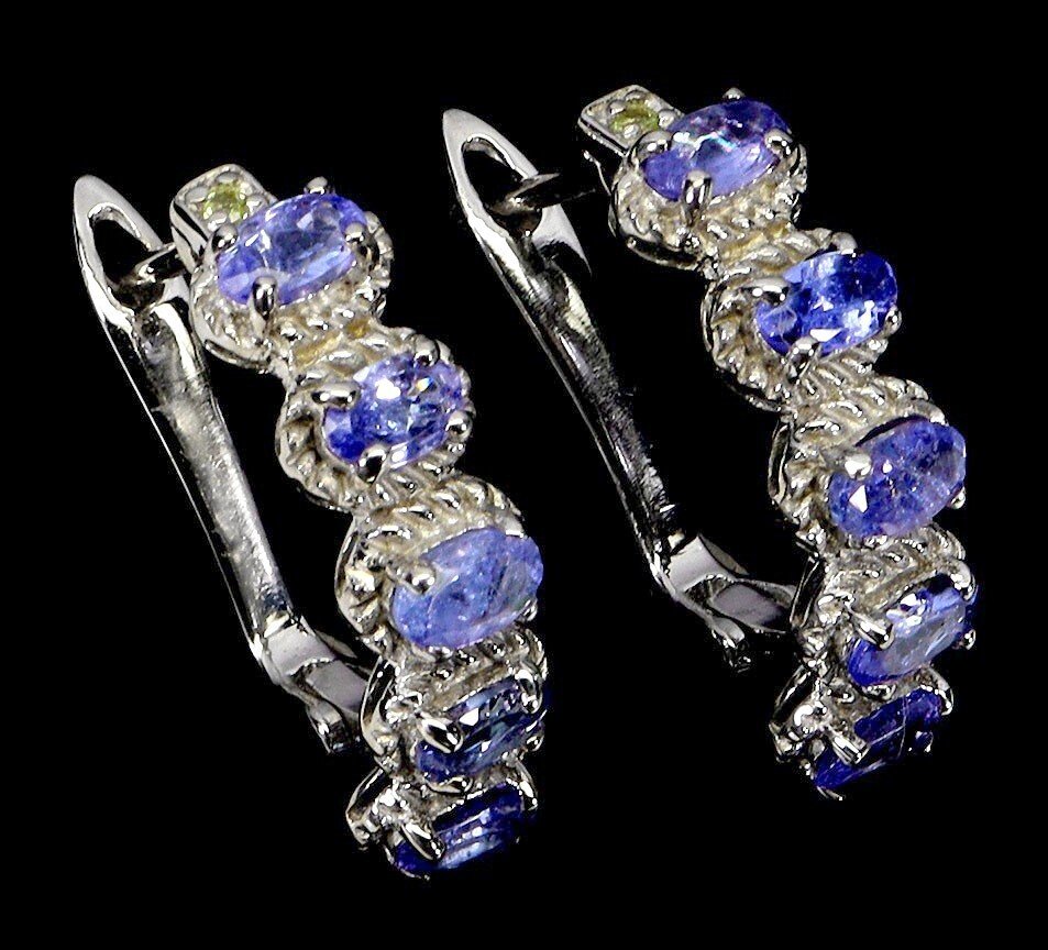 Senza prezzo di riserva - Orecchini Argento Tanzanite - Peridot #1.0