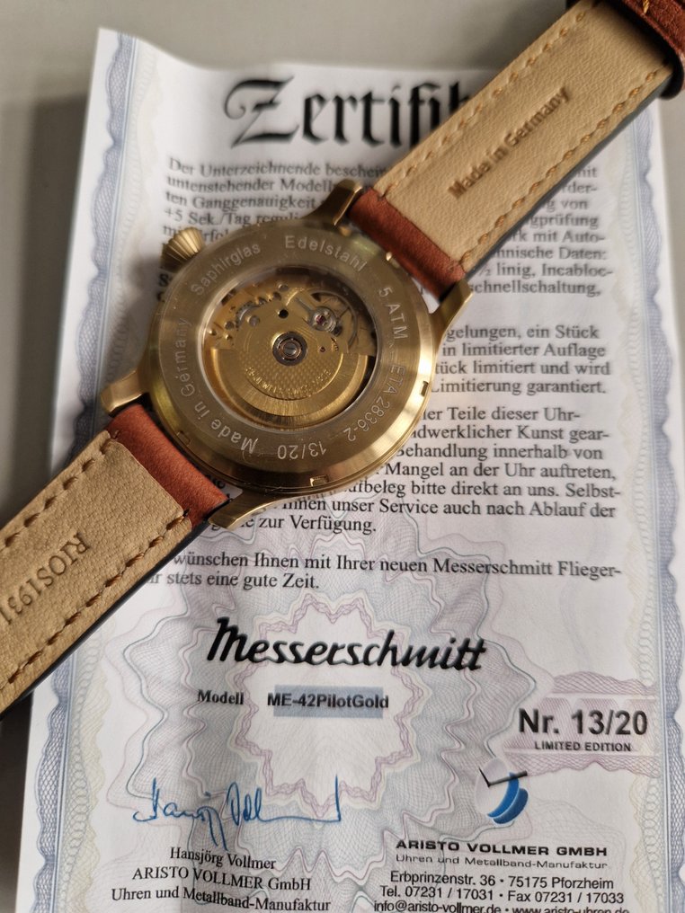 Messerschmitt - Pilot - Automatic Fliegeruhr Typ B limitiert 13/20 - Men - 2020+  #1.0