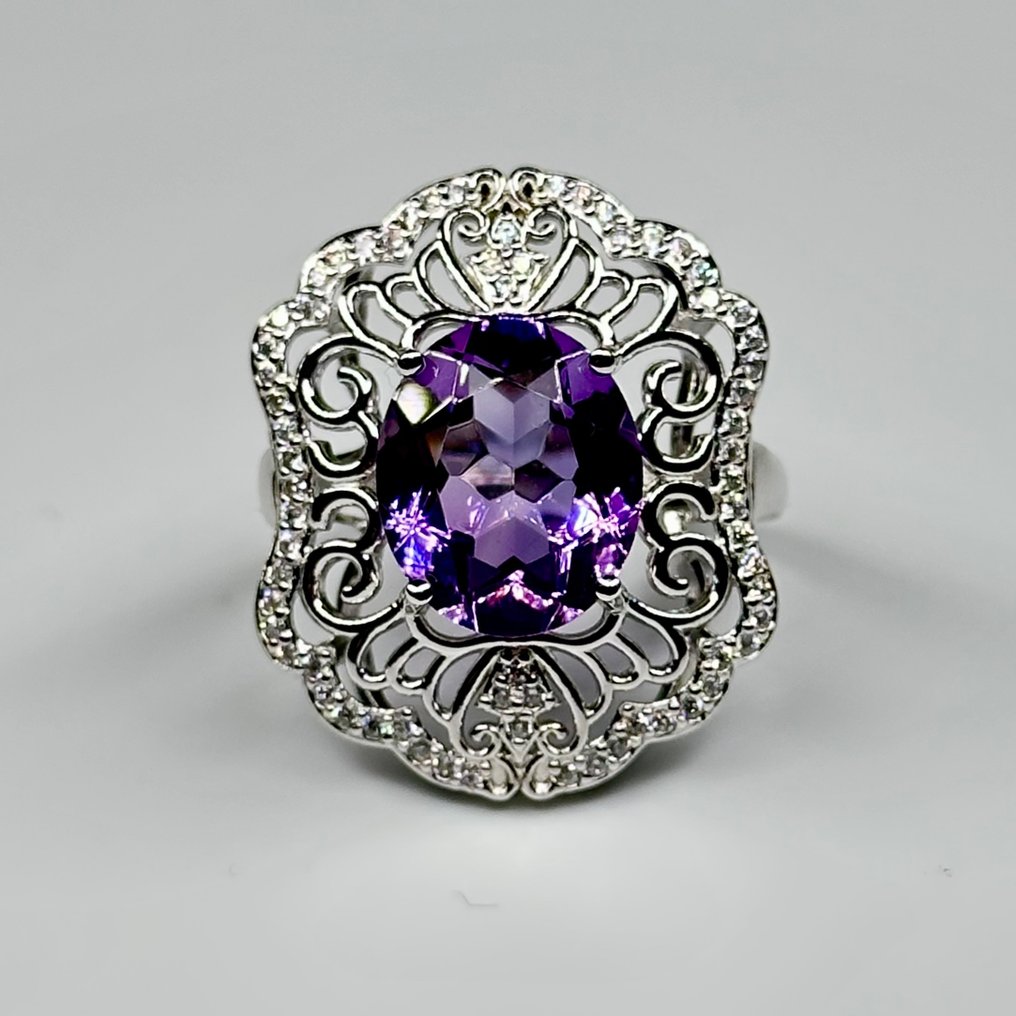 Utan reservationspris - Ring 925 Silver Ring Ametist #4.3