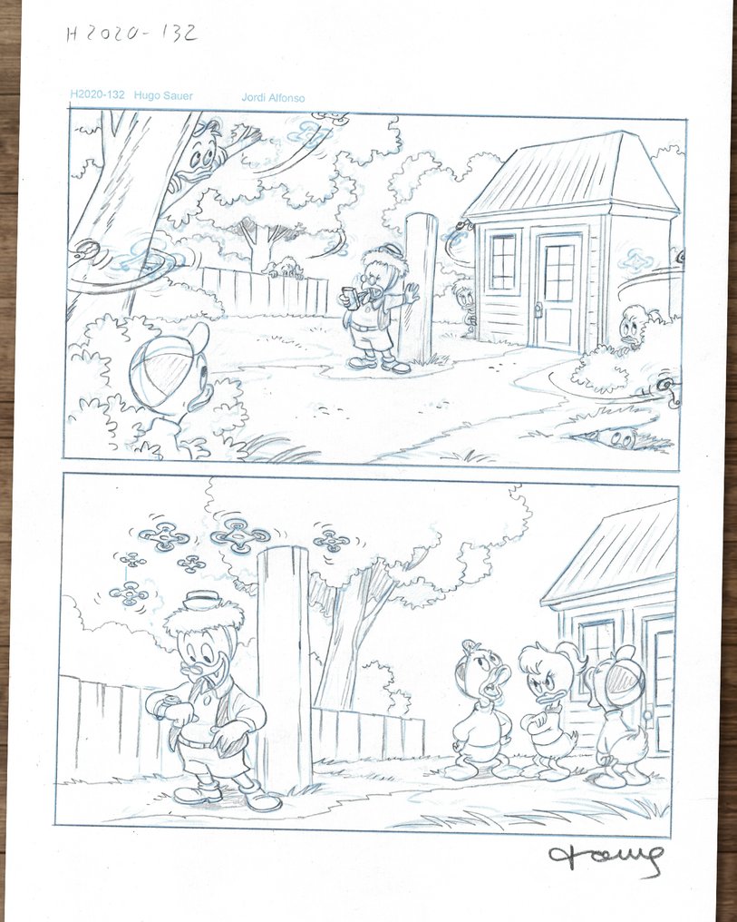 Tony Fernandez Alkuperäinen julkaistu sarjakuvasivu 1 - Donald Duck H2020-132 (2020) – Pencil Drawing - Hand Signed #1.0