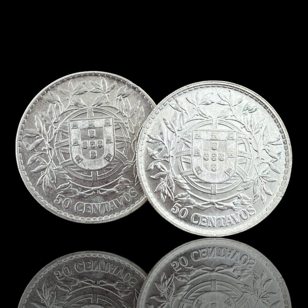 Πορτογαλία. 2 x 50 centavos prata 1913-1916  (χωρίς τιμή ασφαλείας) #1.0