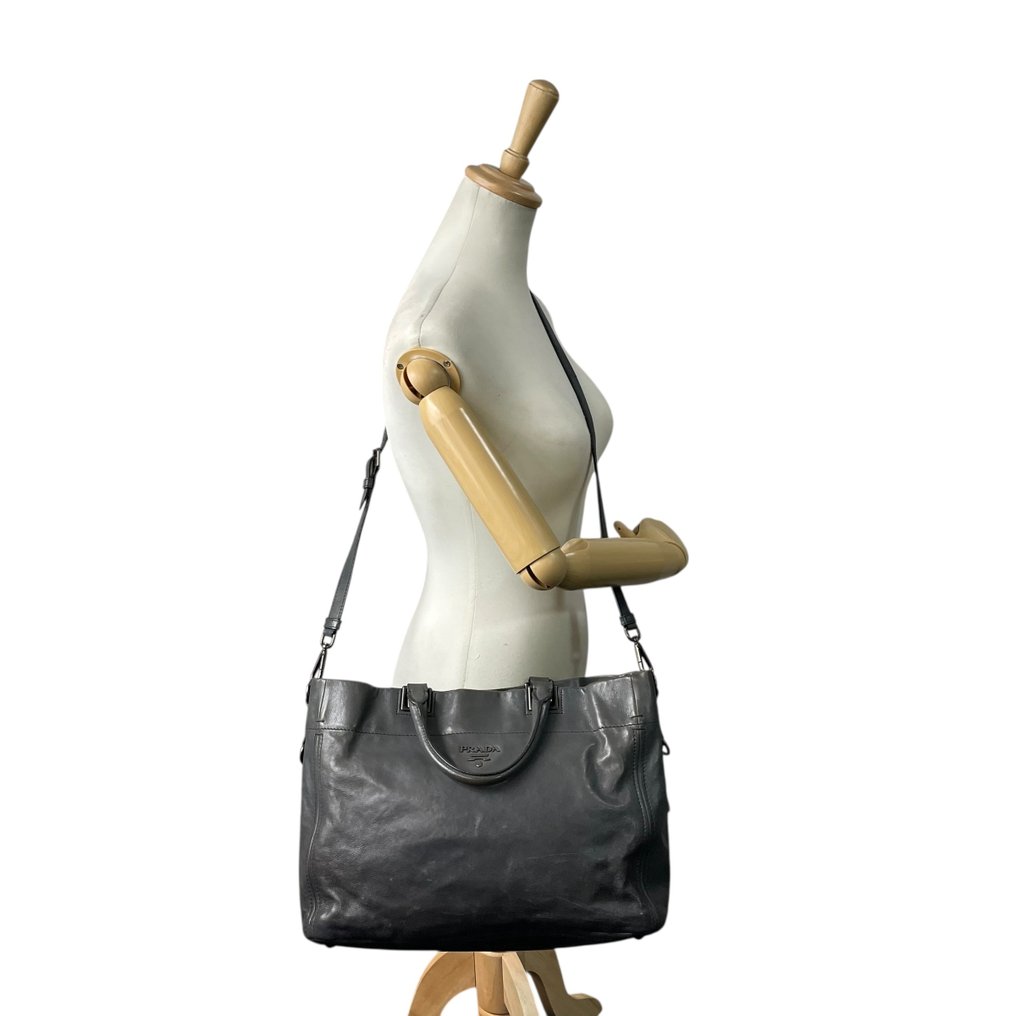 Prada - Leather 2Way Tote Bag Shoulder Carry Structured Daily Use - Kangaskassi #4.3